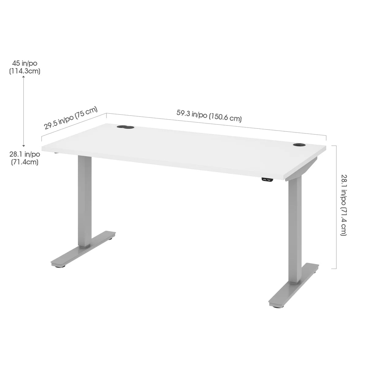 Bestar Upstand 74.9 cm × 150.6 cm (29.5 in. × 59.3 in.) Height-adjustable Desk