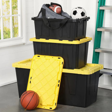 BLACK & YELLOW 27-Gallon Storage Bin with Snap-on Lid - 6 Pack