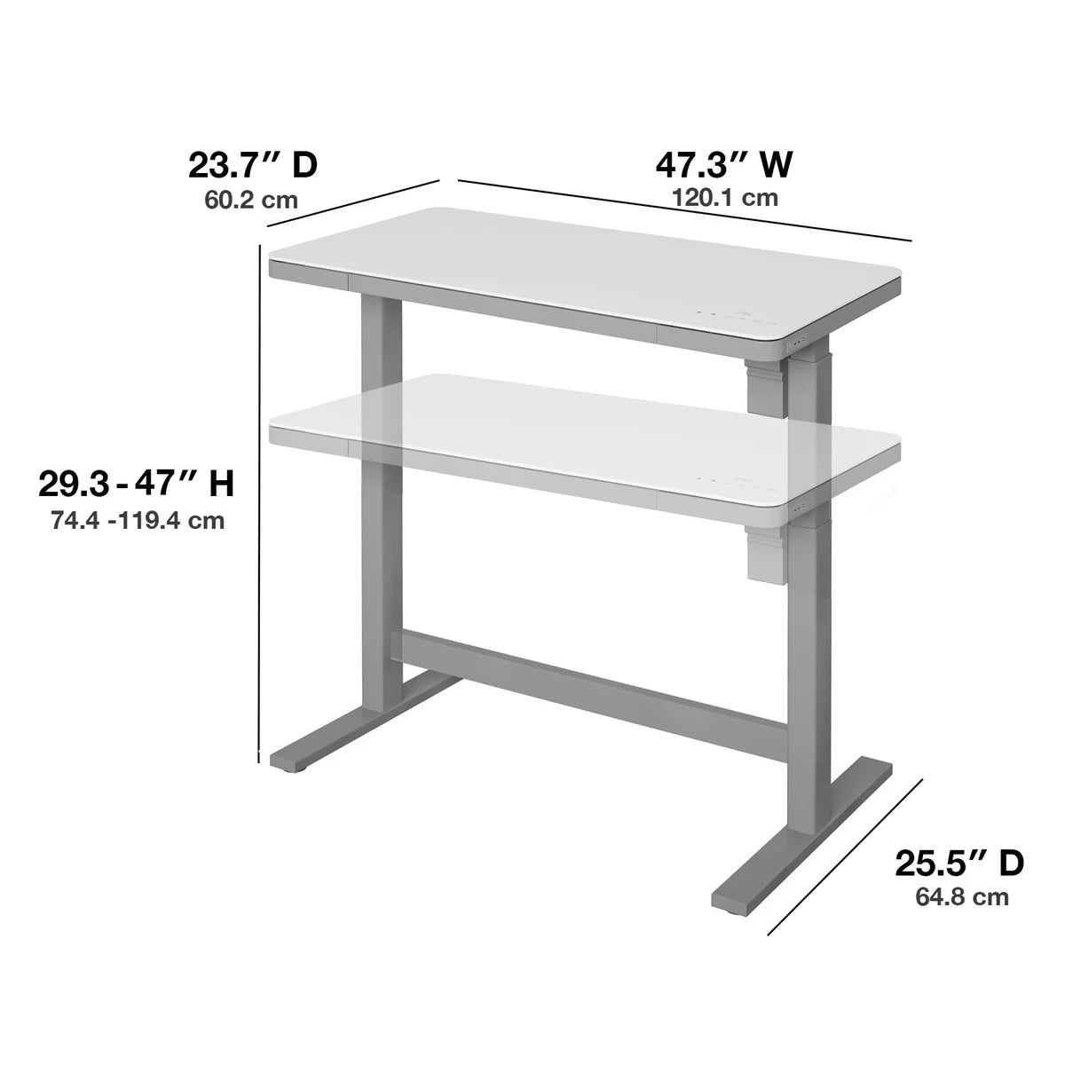 Tresanti Geller Adjustable Height 120.14 cm x 65.02 cm (47.3 in. x 25.6 in.) Desk
