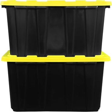 BLACK & YELLOW 27-Gallon Storage Bin with Snap-on Lid - 4 Pack