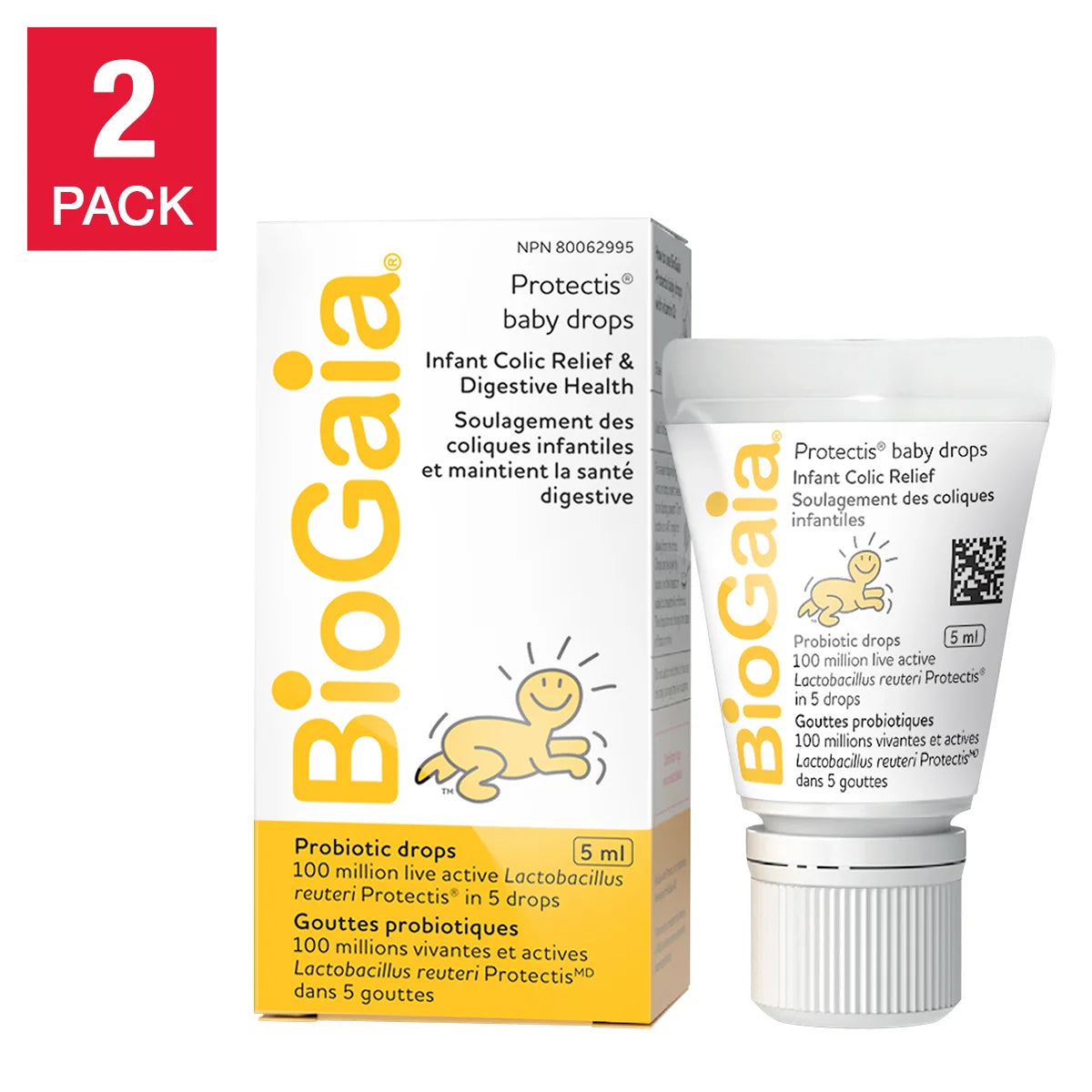Gouttes probiotiques BioGaia, 2 x 5 ml