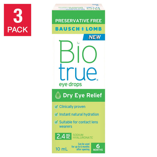 Biotrue Eye Drops Preservative-Free Multi-Dose, 3 x 10 mL