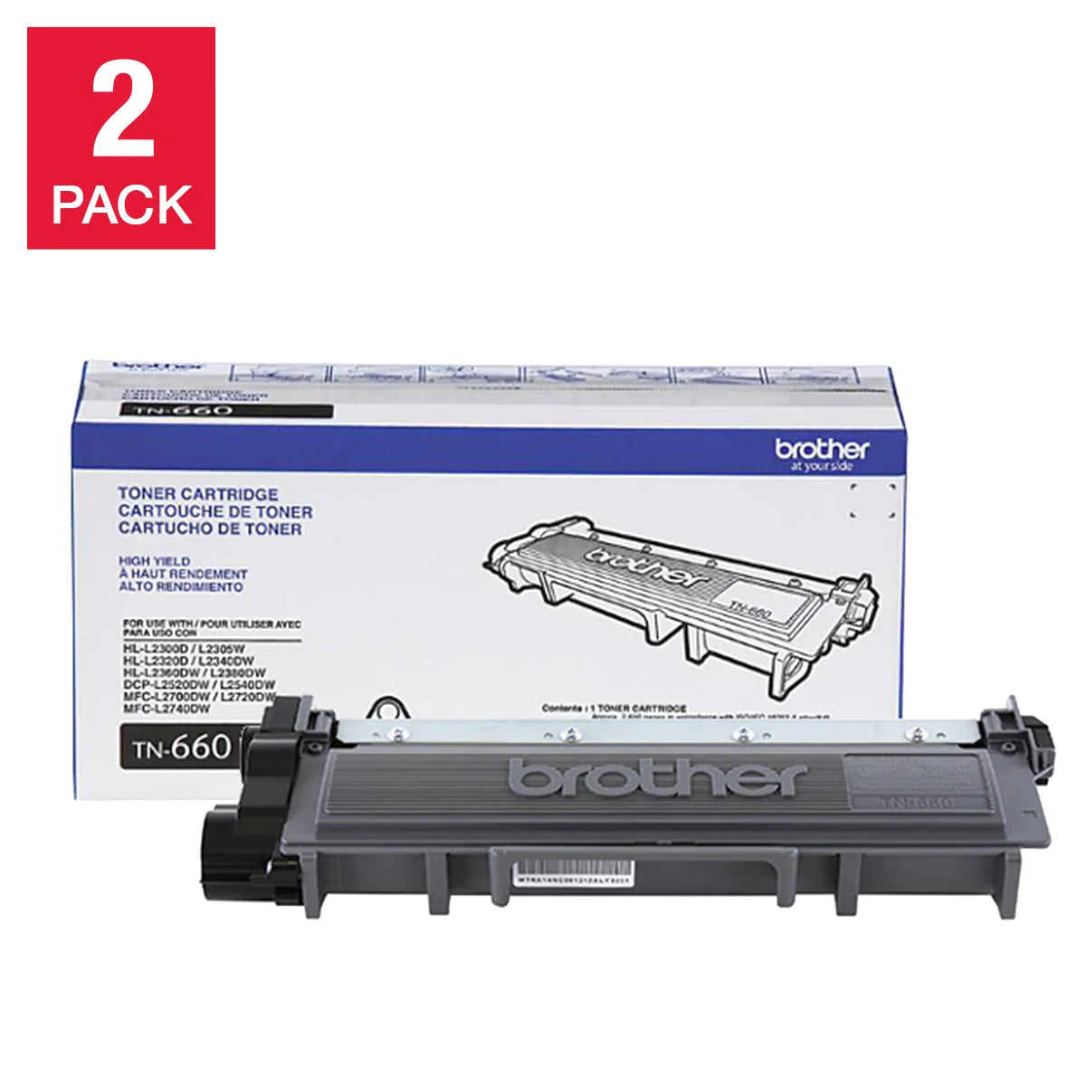 Lot de 2 cartouches de toner noir haute capacité Brother TN-660