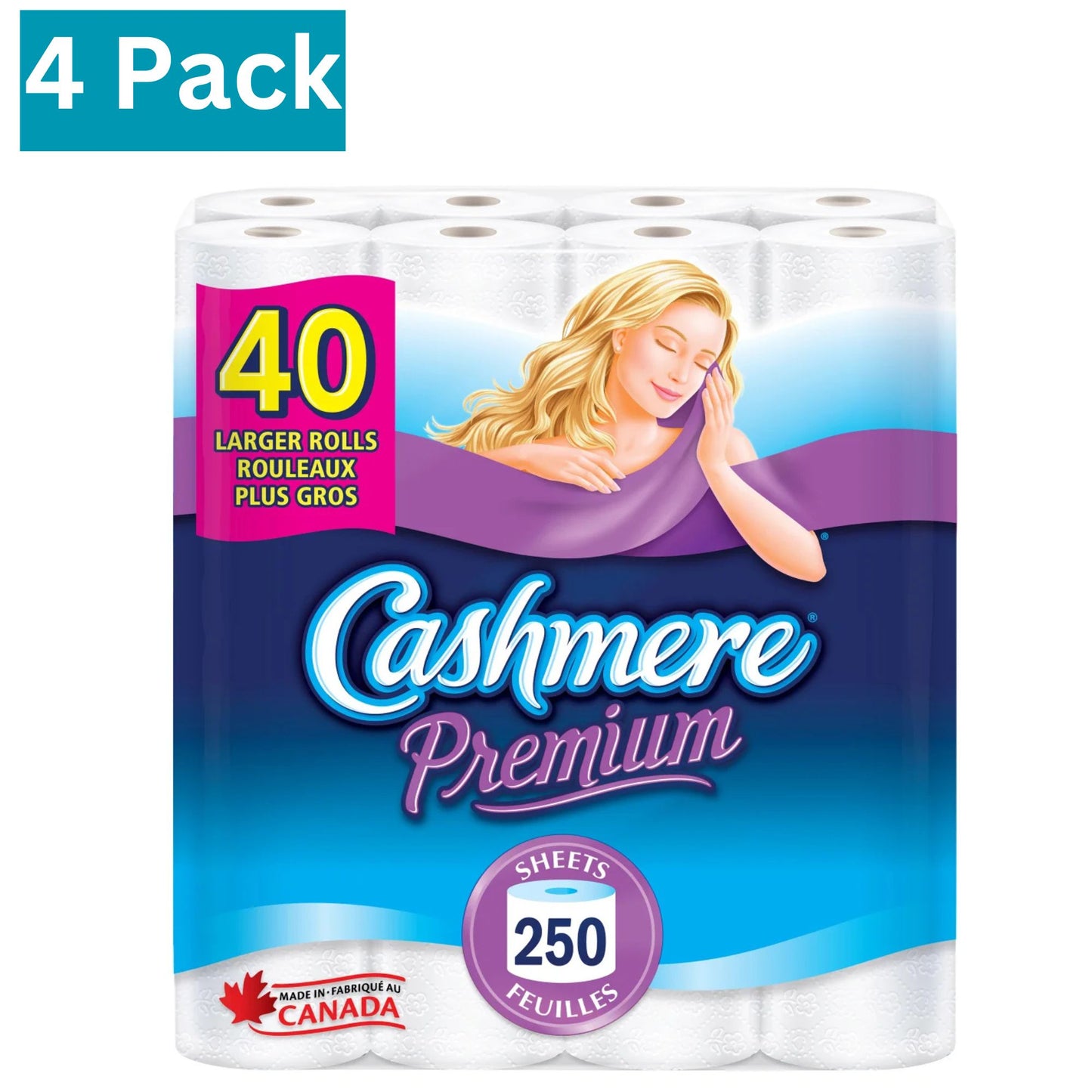 Papier hygiénique doux et épais de qualité supérieure en cachemire, hypoallergénique et sans danger pour les fosses septiques, paquet de 40