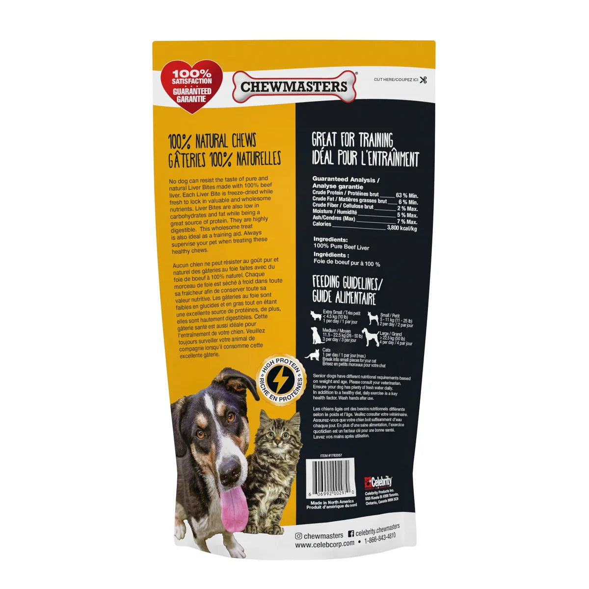Friandises pour chiens Chewmasters au foie de bœuf lyophilisé, 2 x 600 g (21,1 oz)