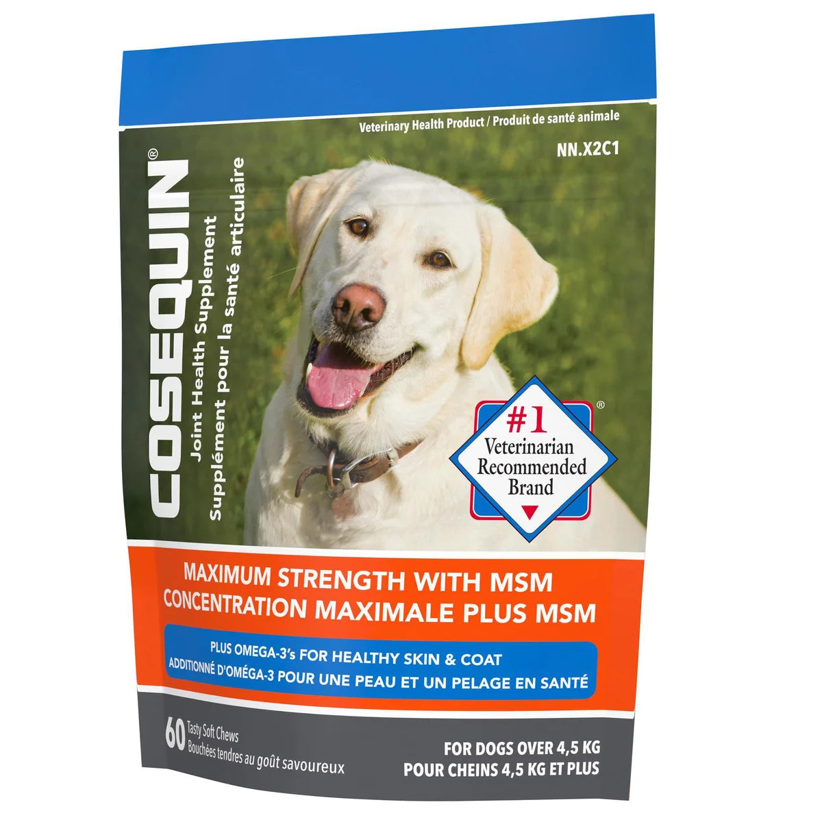 Cosequin Maximum Strength avec MSM et oméga-3, complément alimentaire pour la santé des articulations des chiens