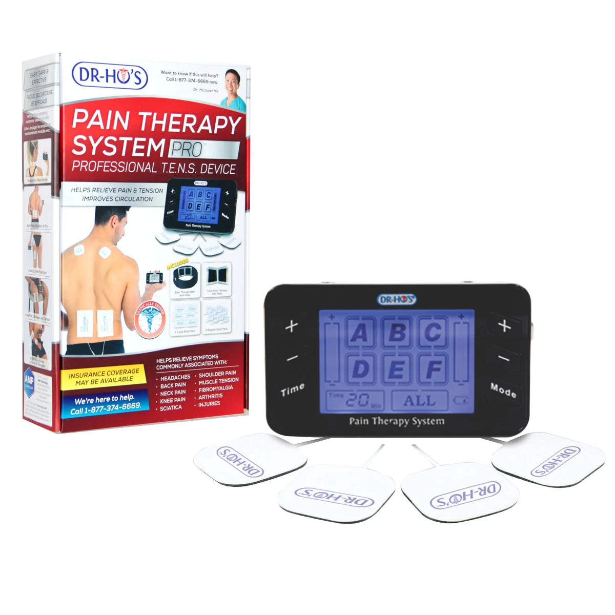 DR-HO'S - Système de thérapie de la douleur Pro avec kit de coussinets en gel et ceinture de soulagement de la douleur du dos