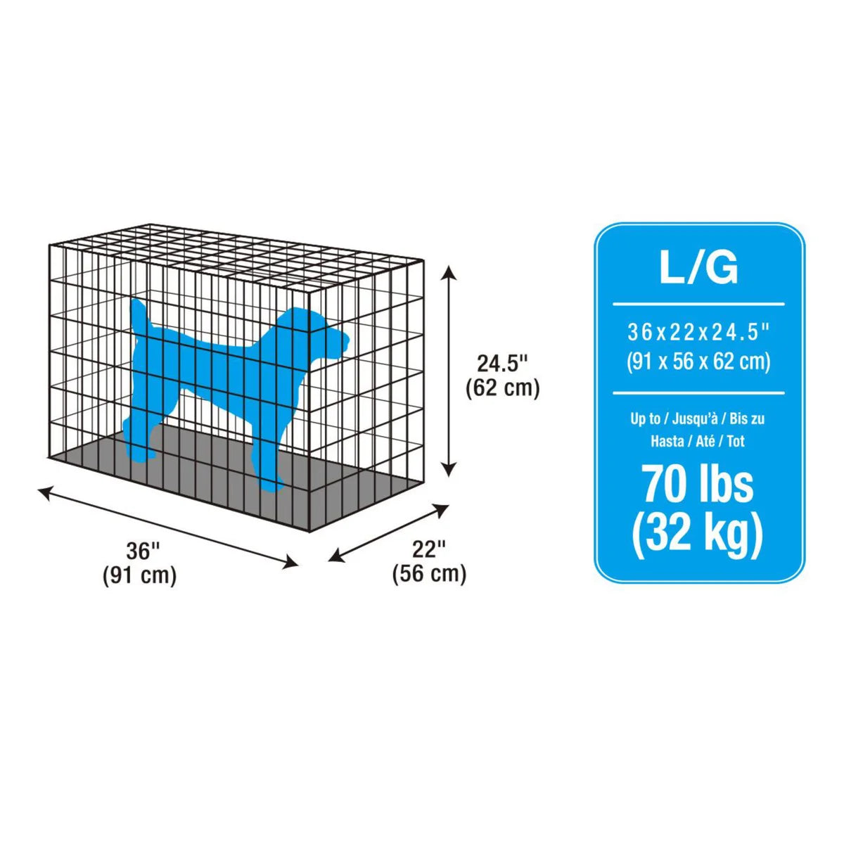 Cage grillagée à double porte pour chien Dogit