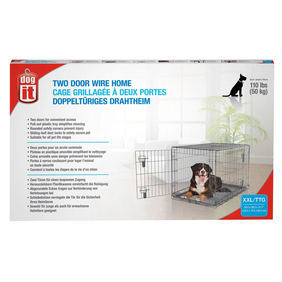 Cage grillagée à double porte pour chien Dogit