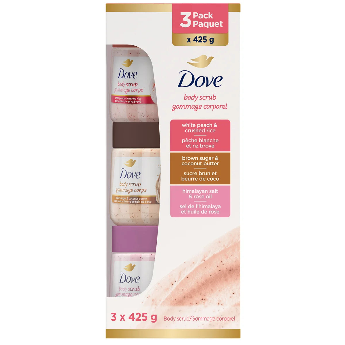 Gommage corporel Dove, 3 x 425 g