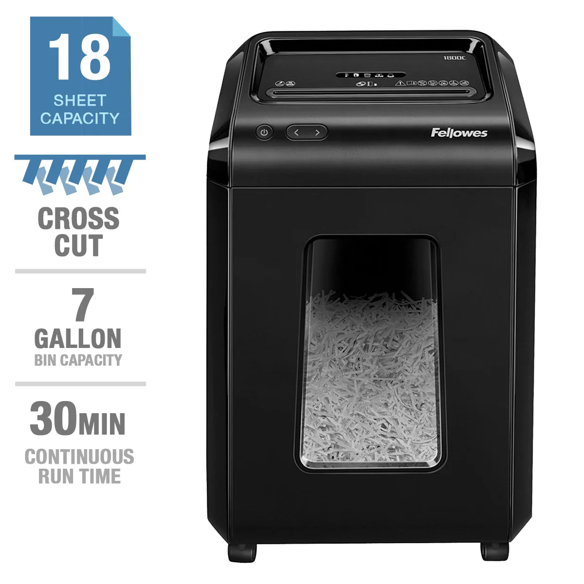 Destructeur de documents à coupe croisée Fellowes Powershred 1800C