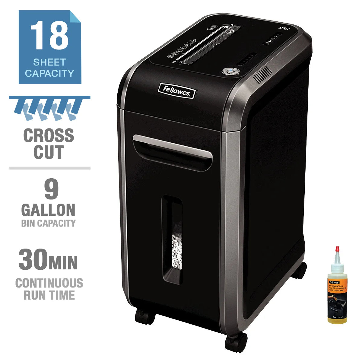 Destructeur de documents Fellowes Powershred 99Ci à coupe croisée 18 feuilles