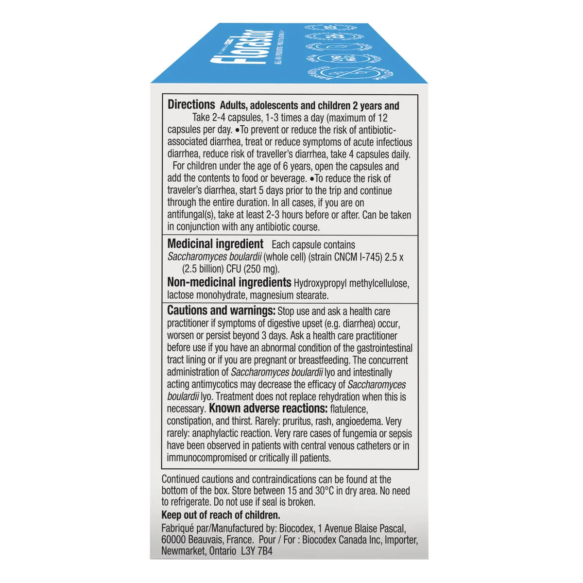 Florastor, supplément probiotique quotidien 2,5 milliards, 50 capsules végétariennes