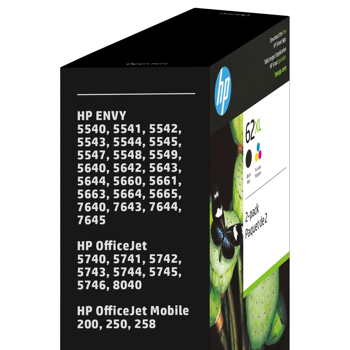 HP 62XL Black and Tri-Color High Yield Original Ink Cartridges (F6U02BN) Combo pack