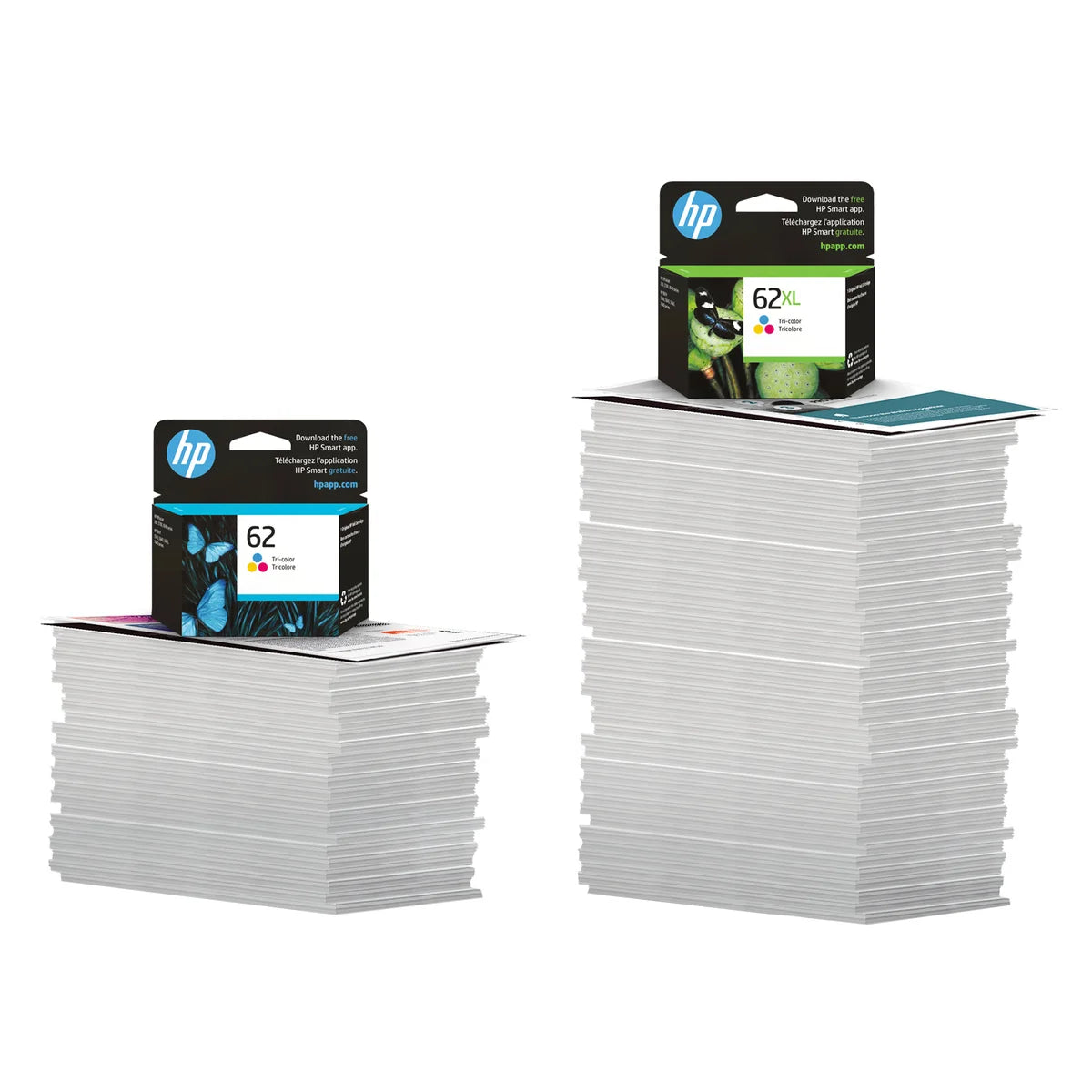 HP 62XL Black and Tri-Color High Yield Original Ink Cartridges (F6U02BN) Combo pack
