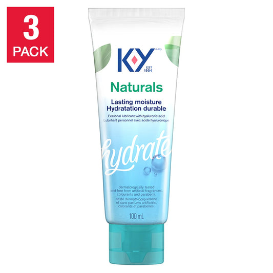 K-Y Naturals Lasting Moisture Personal Lubricant Gel, 3 x 100 mL