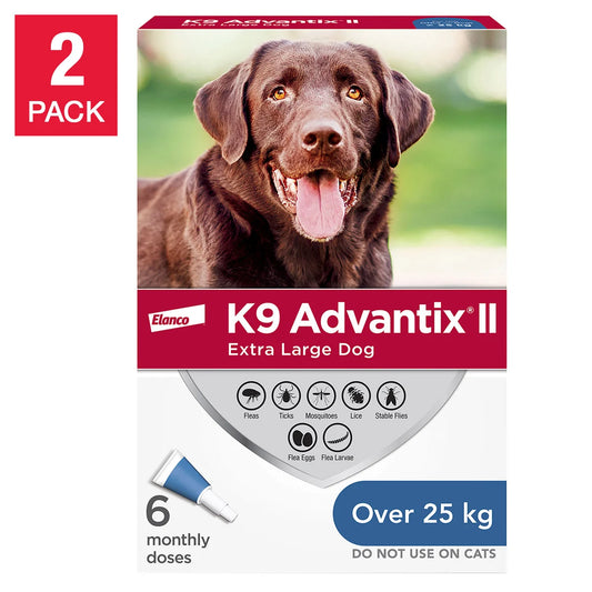 K9 Advantix II Flea & Tick Treatment for Dogs, 2 x 6 Doses
