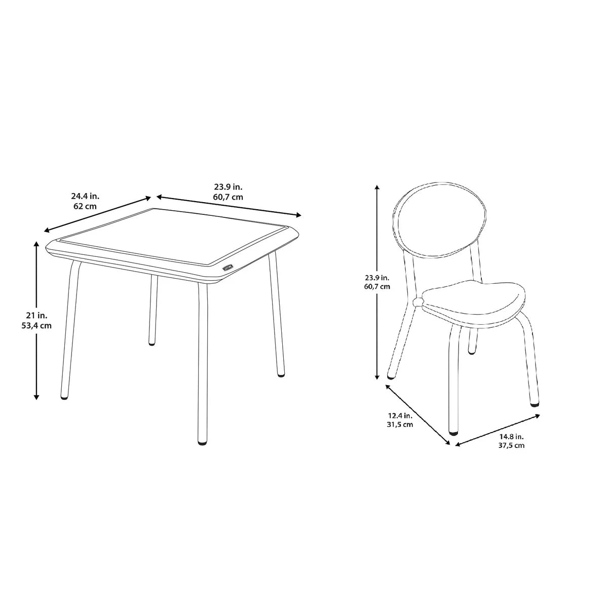 Ensemble table carrée et 2 chaises pour enfants Lifetime Essential