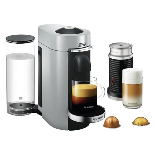 Nespresso VertuoPlus Deluxe Coffee & Espresso Machine by De'Longhi with Aeroccino, Silver