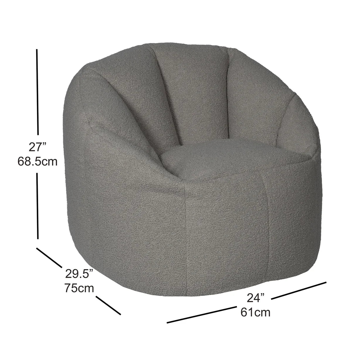 Fauteuil poire Norka Living Rod Sherpa | Gris