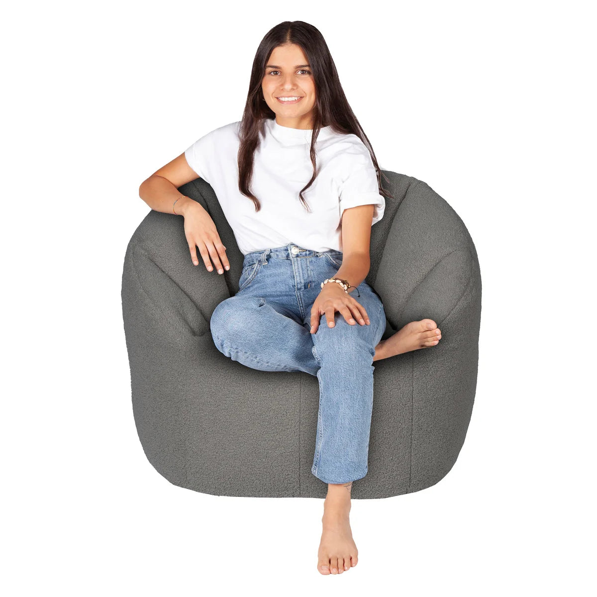 Fauteuil poire Norka Living Rod Sherpa | Gris
