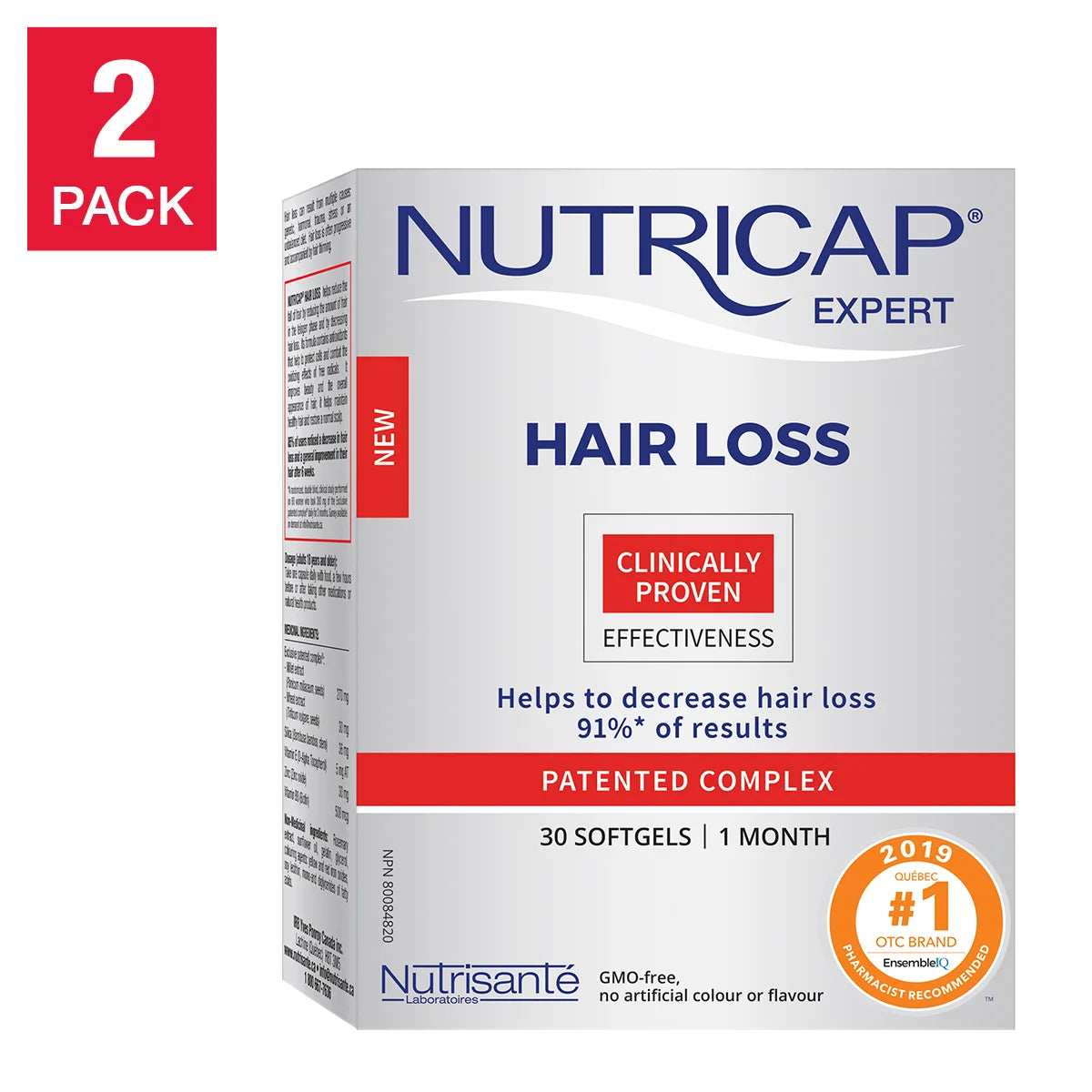Nutrisanté Nutricap Chute de cheveux, 30 gélules, paquet de 2