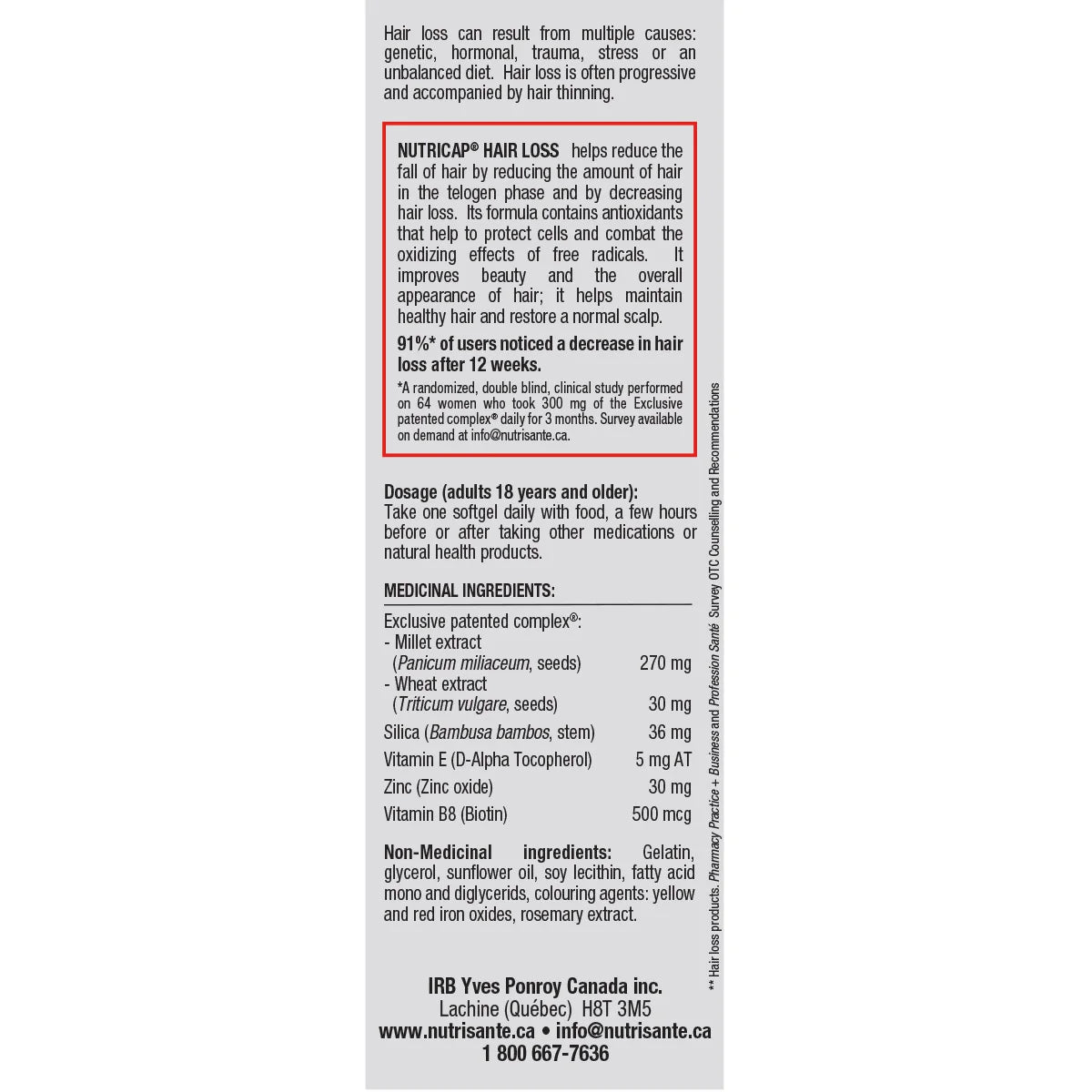 Nutrisanté Nutricap Chute de cheveux, 30 gélules, paquet de 2