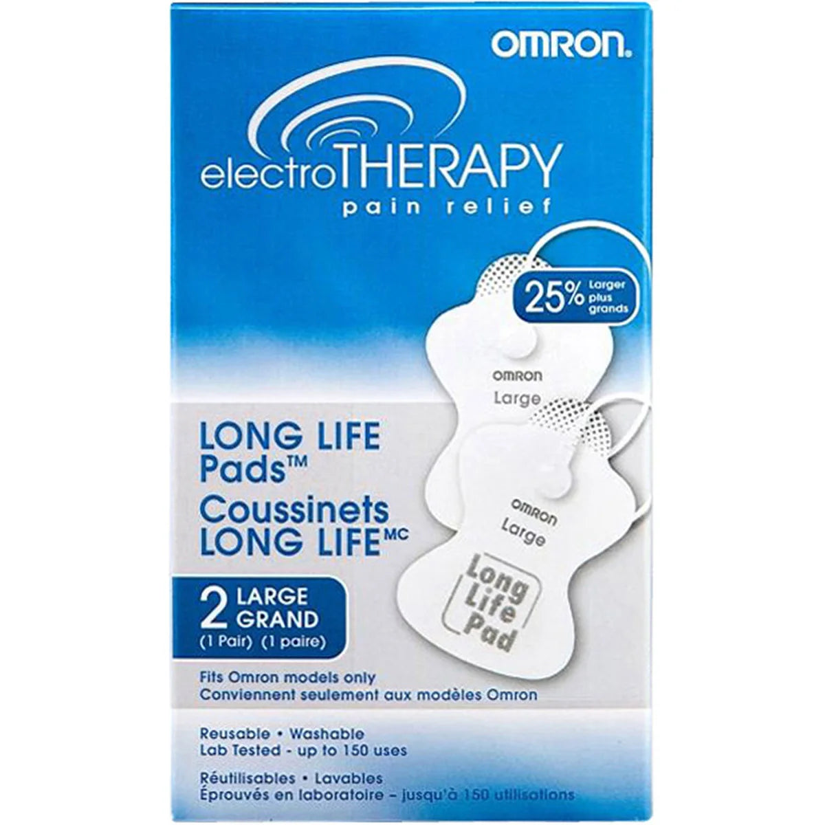 Électrodes de rechange longue durée Omron pour électrothérapie, lot de 2