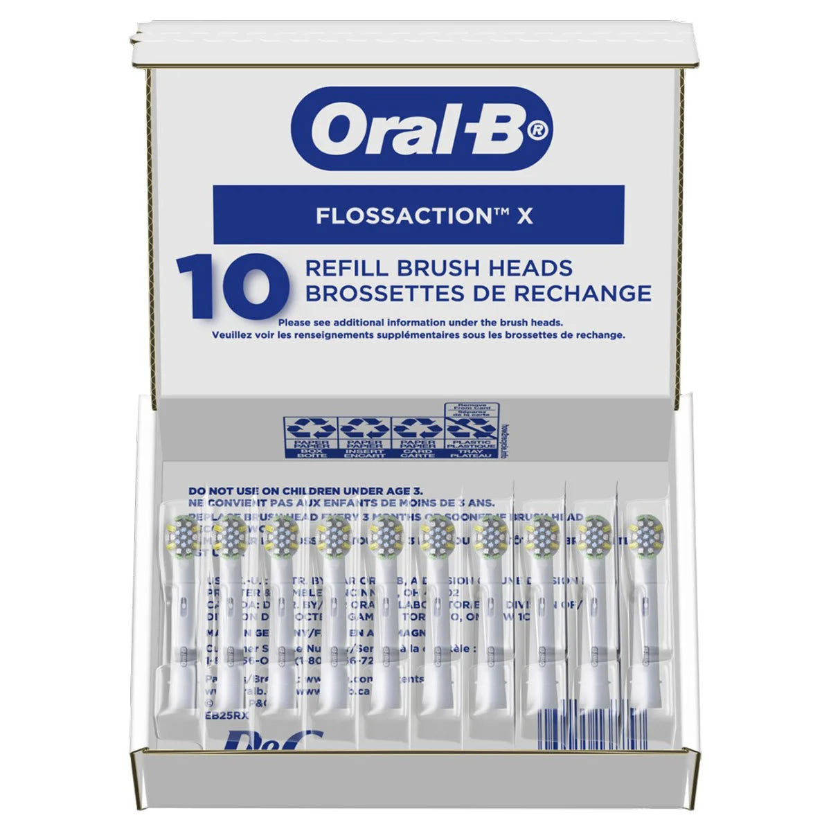 Brossettes de rechange pour brosse à dents électrique Oral-B FlossAction, lot de 10
