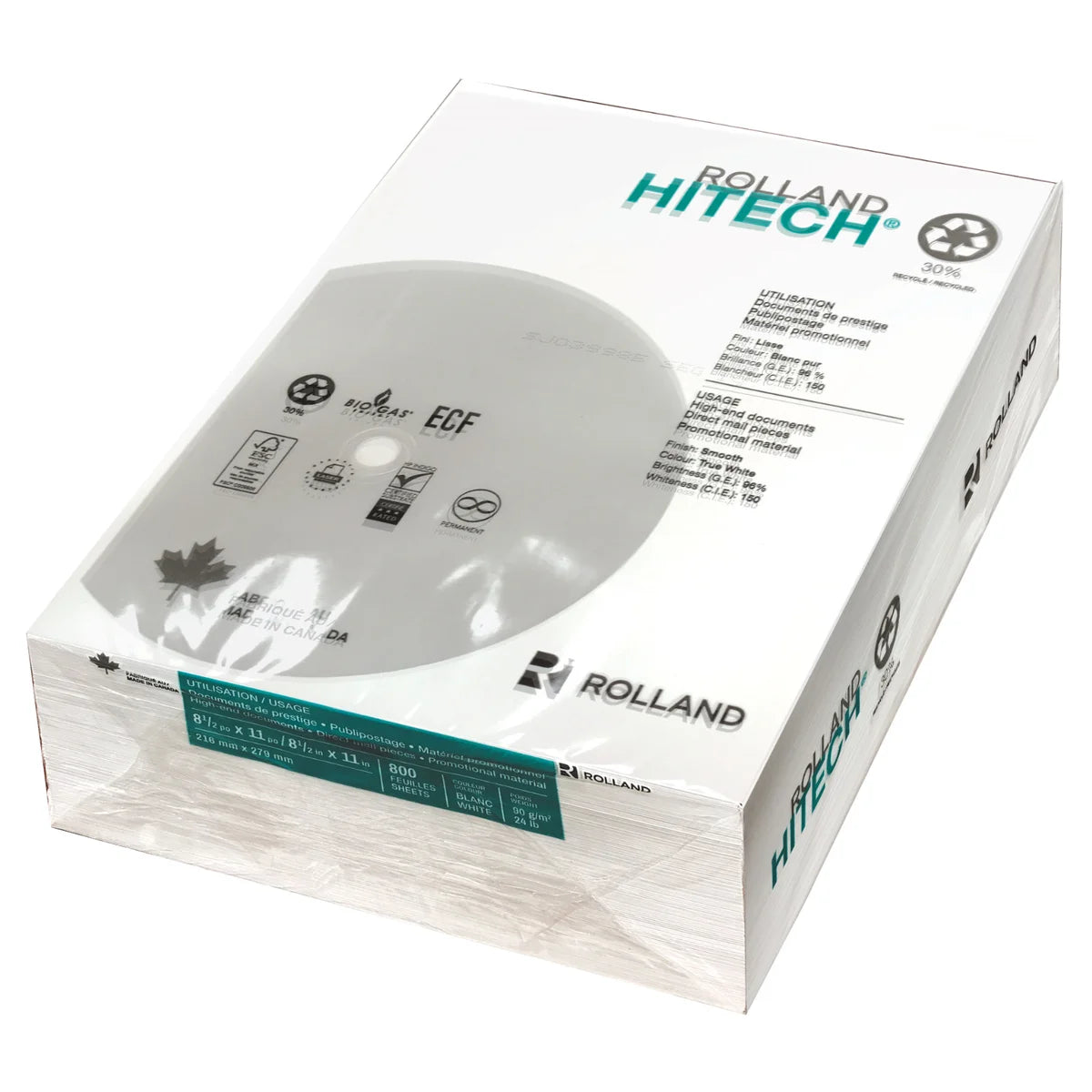 Papier d'imprimante Sustana Hitech 8,5 x 11, 96 brillant, 24 lb