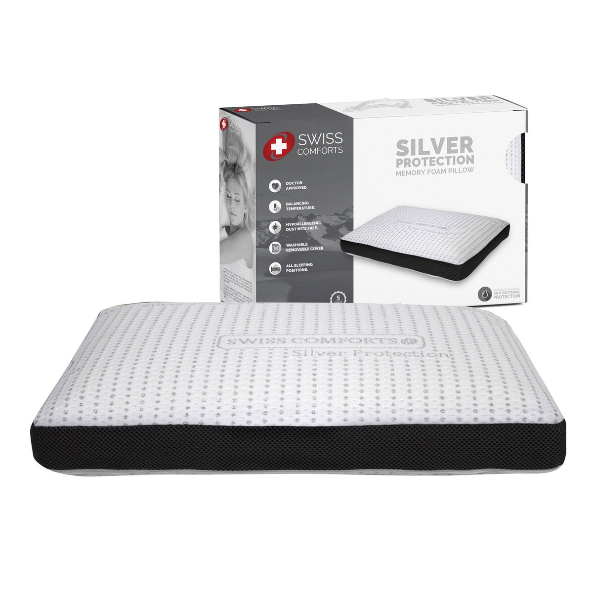 Oreiller à mémoire de forme Silver de Swiss Comforts