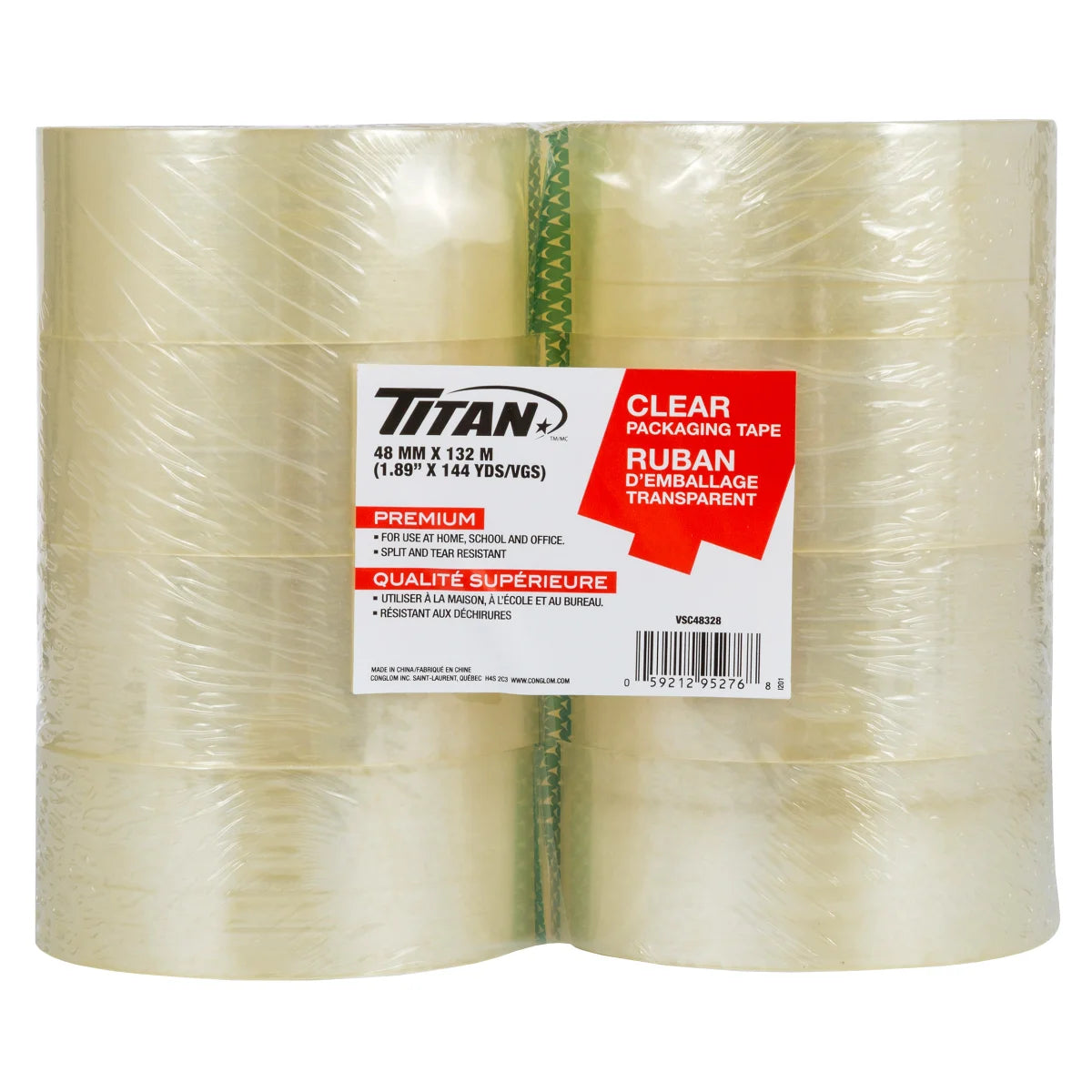 Titan Clear Packing Tape, 48 mm × 132 m, 8-pack