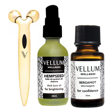 Vellum Wellness Mature Skin Kit with Essential Oils and Facial Roller