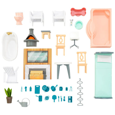 Wooden Mansion Dollhouse Secret Reveal with Lights, Sounds & 47 Accessories