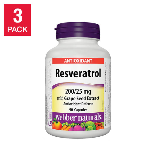webber naturals Resveratrol with Grape Seed Extract 200/25 mg, 3 x 90 Capsules