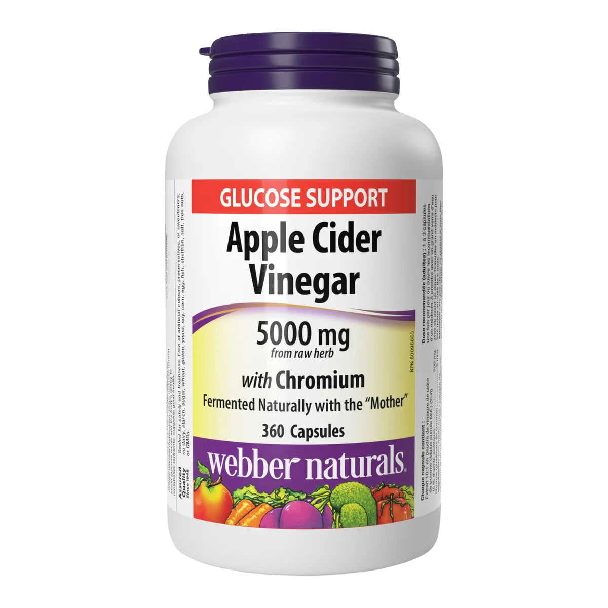 Webber Naturals Vinaigre de cidre de pomme au chrome 360 capsules
