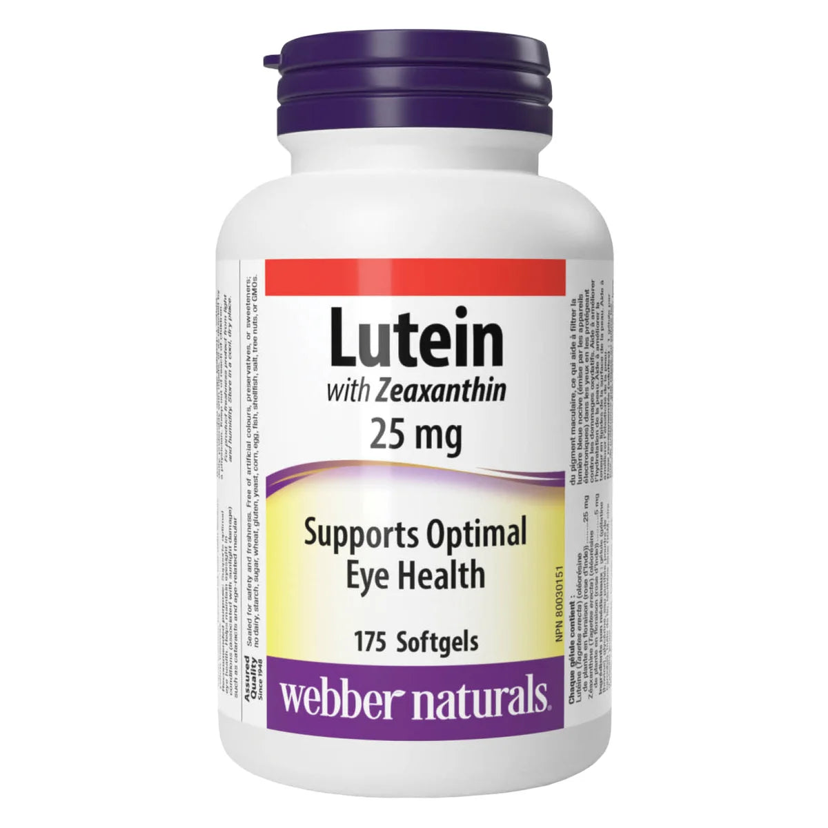 webber naturals Lutein 25 mg with 5mg of Zeaxanthin - 175 softgels