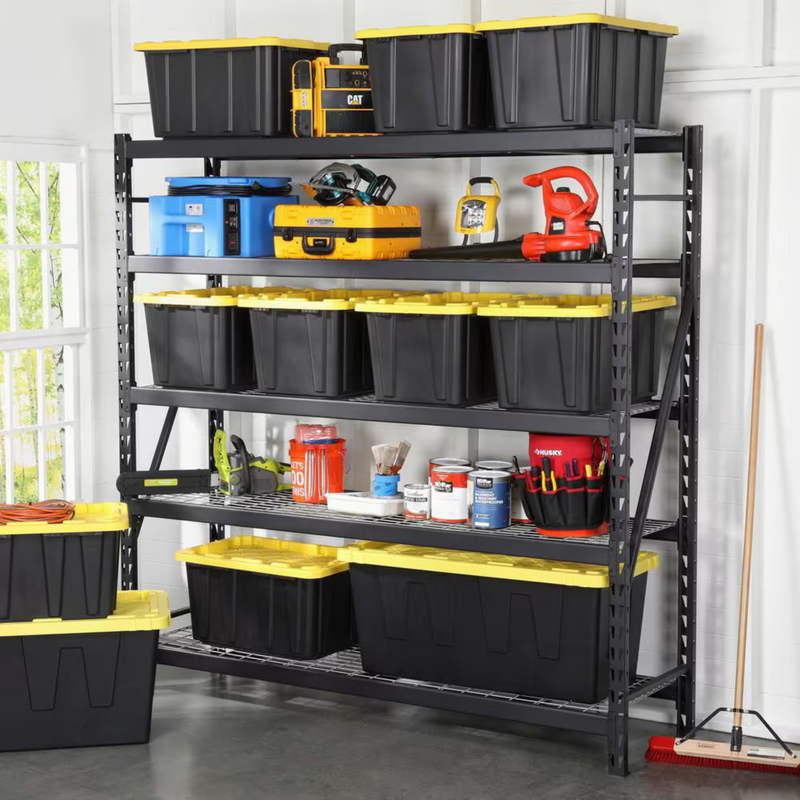 BLACK & YELLOW 27-Gallon Storage Bin with Snap-on Lid - 4 Pack