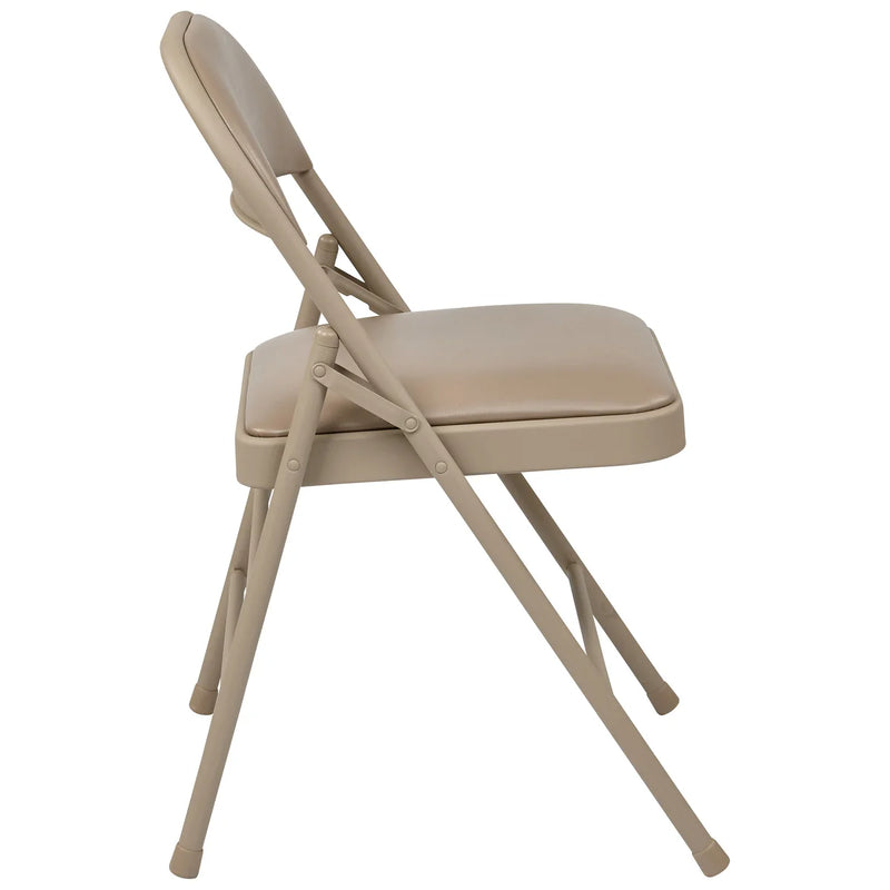 Office Star Tan Vinyl Padded Folding Chair 4-pack