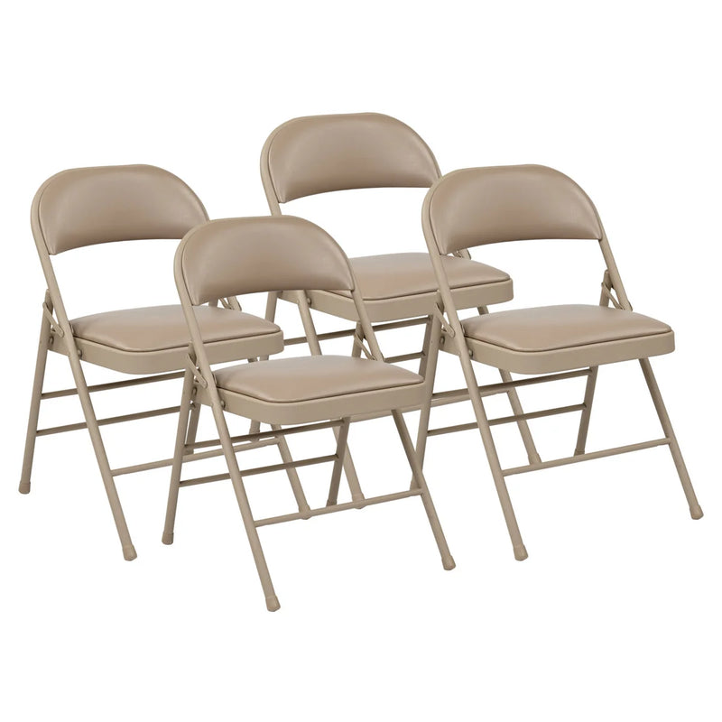 Office Star Tan Vinyl Padded Folding Chair 4-pack