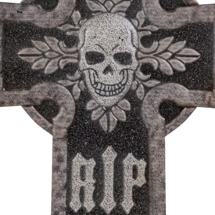 24 in Metal Tombstone RIP Skull