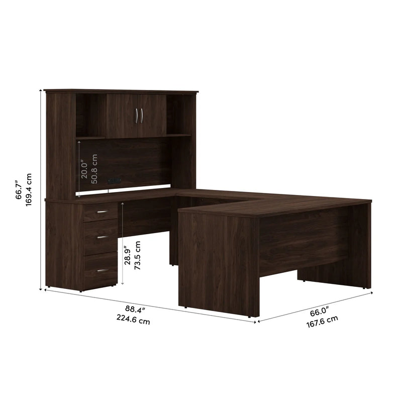 Bestar - Gosford U-Shaped Desk with Hutch