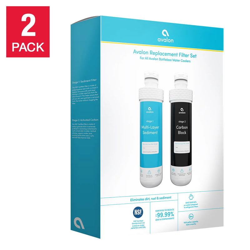 Filtres de rechange Avalon à 2 étages pour fontaines à eau sans bouteille Avalon, lot de 2 