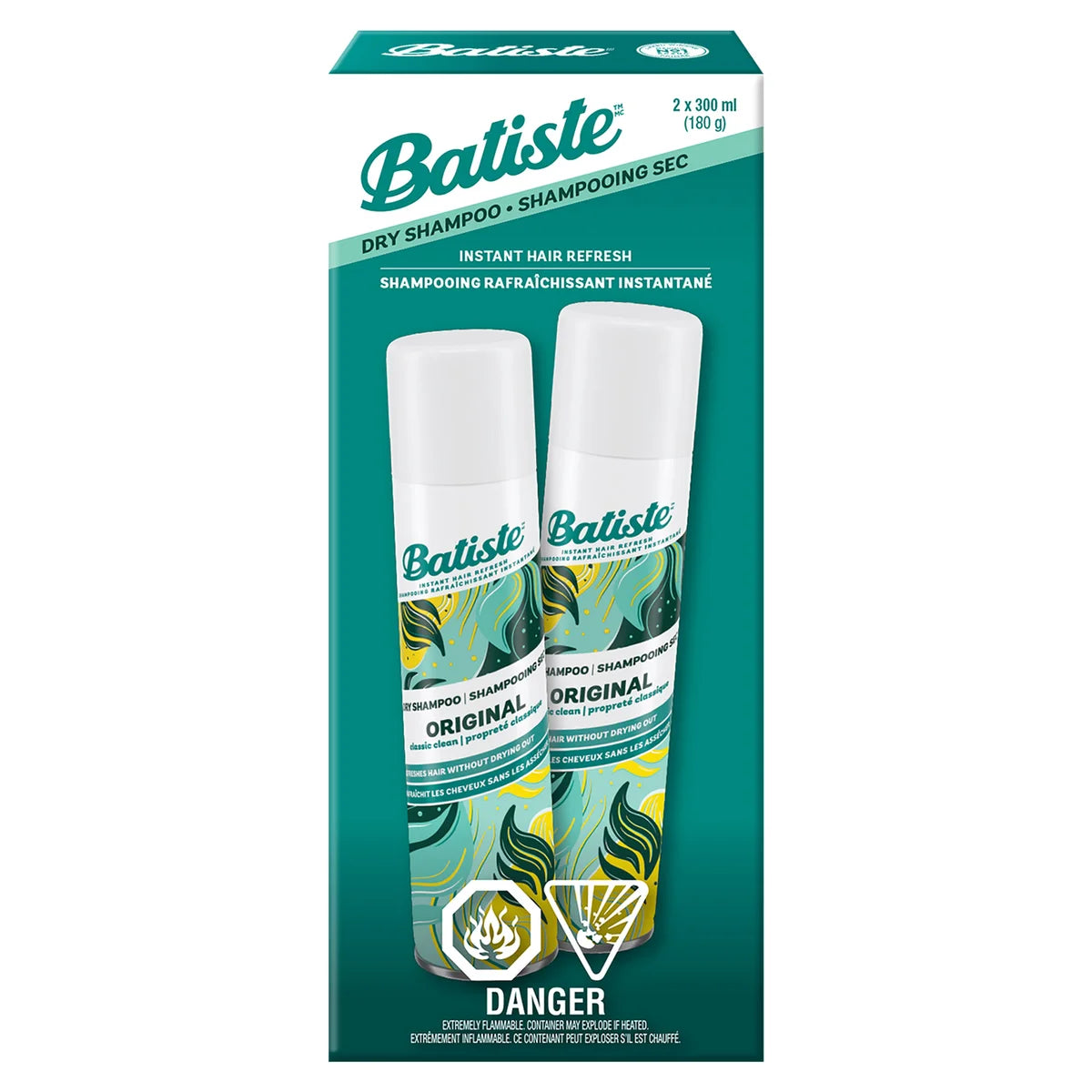 Shampoing sec Batiste Original, 2 x 300 ml 
