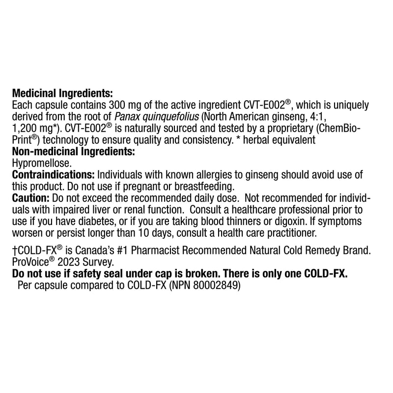 COLD-FX Soin du rhume et de la grippe Extra Fort 300 mg, 150 + 18 capsules 