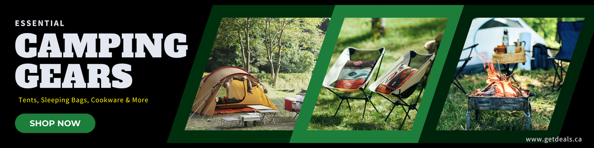 Essential camping gear – tents, sleeping bags, chairs, and cookware