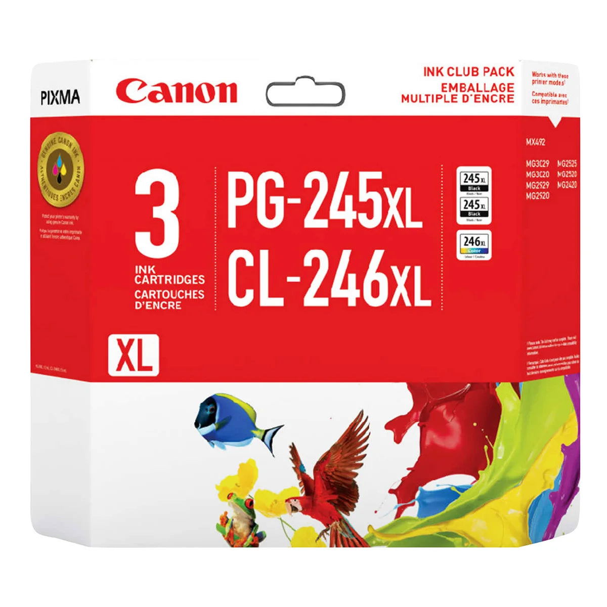 Cartouches d'encre noire Canon PG-245XL et couleur CL-246XL (8278B018), lot de 3 