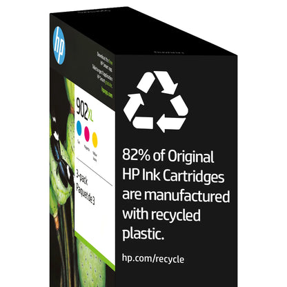 HP 902XL Cyan, Magenta and Yellow High Yield Original Ink Cartridges (T0A41BN) Combo pack