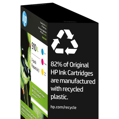 HP 910XL Cyan, Magenta and Yellow High Yield Original Ink Cartridges (3YM86BN) Combo-pack
