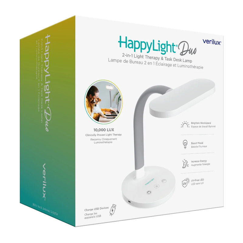 Lampe de bureau 2 en 1 HappyLight Duo, luminothérapie et travail 